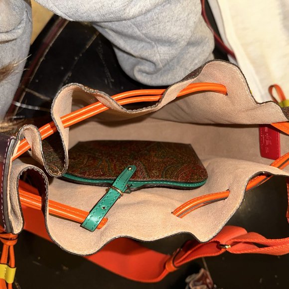 NWOT Etro Round Fluo Paisley Drawstring Bucket Bag - Picture 8 of 12